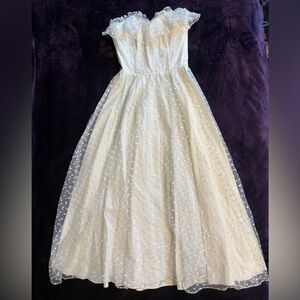 JOLIE MADAME | Vintage Ivory Polka Dot Tulle Midi Dress